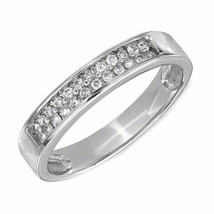 Men&#39;s 0.25Ct Round Cut Diamond Wedding Band In 14K White Gold Over Silver - £97.15 GBP