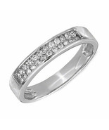 Men&#39;s 0.25Ct Round Cut Diamond Wedding Band In 14K White Gold Over Silver - £97.38 GBP