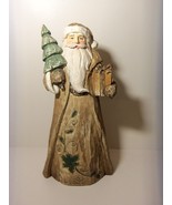 OLDER 12&quot; TALL SANTA FIGURE HOLDING CHRISTMAS TREE &amp; GIFT - £15.25 GBP