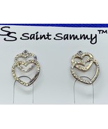 Double Heart Shaped Pierced Earrings Woman&#39;s Girls Fashion Jewelry - £2.42 GBP