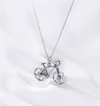 Classic 18K 925 Sterling Silver Fashion Personality Rotation Bike Necklace - £55.93 GBP
