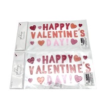 Happy Valentines Day Clings Set of 2 10.5 x 5.5 Red Pink Hearts NIP - £4.01 GBP