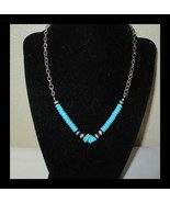 Turquoise Blue Beaded Chain Necklace 18&quot; N023 - $188.28 MXN
