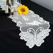 Lace Table Runner Butterfly Flower Tablecloth Doily Dresser Wedding 13x9... - £9.28 GBP