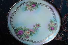 Unmarked German transfer roses and gold garlands plate, 9[#59] - £35.61 GBP