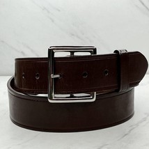 Brown Genuine Leather Belt Size 34 No Rust Buckle Mens - $16.82