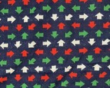 Vintage Double Knit Polyester Red Green White Arrows on Blue Background ... - £27.03 GBP