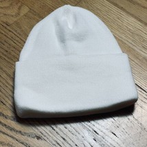 Vintage NEW State Property White USA Made Ribbed Beanie Hat Acrylic Y2K 90s - £7.10 GBP
