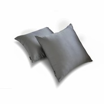 Pillow Covers Silver Set of 2, Satin Solid Cushion Cover- Silver Gray Sl... - $19.95+