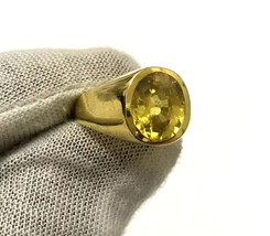 Men&#39;s Yellow Sapphire Ring, Pukhraj Ring, Sapphire Gemstone Ring, Gift Ring - £60.37 GBP