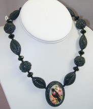 RARE Vint Hotcakes Design Carved Resin Bird Necklace NWOT - $150.00