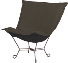 Pouf Chair Howard Elliott Sterling Soft Burlap-Like Texture Charcoal Gray - £830.53 GBP
