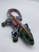 12&quot; In - Mexican Talavera Lizard, Eyes,  Wall Hanging, Hand Painted Blue... - £34.94 GBP