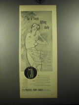 1949 P.N. Practical Front Corset Ad - For a fresh fitting daily - $18.49