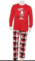 Mens Pajamas Christmas Santa Coming Soon Red Plaid 2 pc Top Pants Tall-sz 3XLT - £22.09 GBP