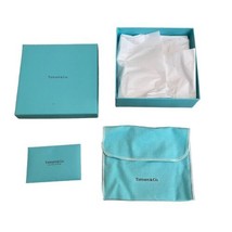Tiffany &amp; Co Box Gift Set Card Tissue Paper Blue Dust Bag Jewelry 5.25x5.25x2” - £59.09 GBP