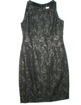 New Womens NWT $269 Taylor Dress 4 Petite 4P Sheath Black Brown Embroid Office - £126.32 GBP