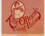 Katie O&#39;Brien&#39;s Eating Parlour Menu House of Fine Repute 1970&#39;s - £17.09 GBP