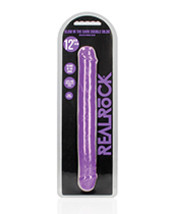 Shots Realrock 12&quot; Double Dong Glow In The Dark - Neon Purple - £16.74 GBP