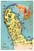 Come to Florida map of cities and landmarks Florida Postcard - £5.30 GBP