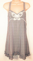 Rebecca Taylor Silk Appliqué Striped Sleeveless Dress Sun Dress Seersucker - $48.50