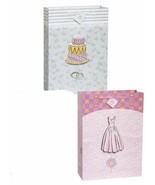 Fancy Wedding 2 Gift Bags pack Jumbo 13 x 18 Pink and Gray PopOut - £6.07 GBP