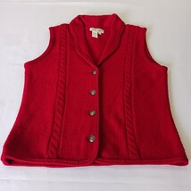 Coldwater Creek RN#98516 Women's Red Front Button 100% Wool Sleeveless Vest Sz M image 9