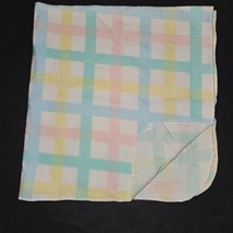 Pastel Pink Blue Green Yellow White Receiving Blanket Lovey Security 100% Cotton - £15.78 GBP