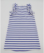 Janie And Jack Blue Striped Girls Ruffle Sleeveless Button Closure Size 6 - £22.92 GBP