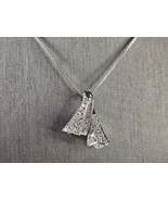 Womens Vintage Estate Sterling Silver CZ Stone Pendant W/ Necklace 7.4g ... - $49.50