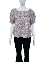 Doen Women&#39;s Farley Ruffle Pleated Floral Printed Cotton Blouse Tunic Top Size M - $184.91