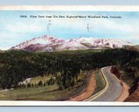 Pikes Peak from Ute Pass Highway Woodland Park Colorado CO Linen Postcar... - $3.91
