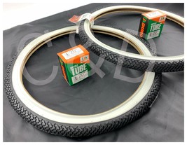 Two Vintage White Wall 20 X 1.75 Diamond Tread W/ Two Tubes, Lowrider Bikes - £33.46 GBP