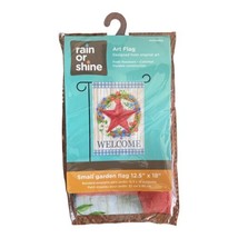 Rain or Shine &quot;Welcome&quot; Red Star Wreath Garden Flag 12.5” X 18” *New - £7.86 GBP