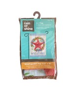 Rain or Shine &quot;Welcome&quot; Red Star Wreath Garden Flag 12.5” X 18” *New - £7.57 GBP