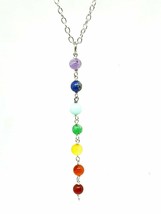 7 Chakra Gemstone Necklace Pendant Silver Healing Crystal Meditation Jewellery - £4.22 GBP