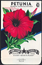 Brilliantly Colored General Dodd Blood Red Petunia Lone Star 10¢ Seed Pack - £4.71 GBP