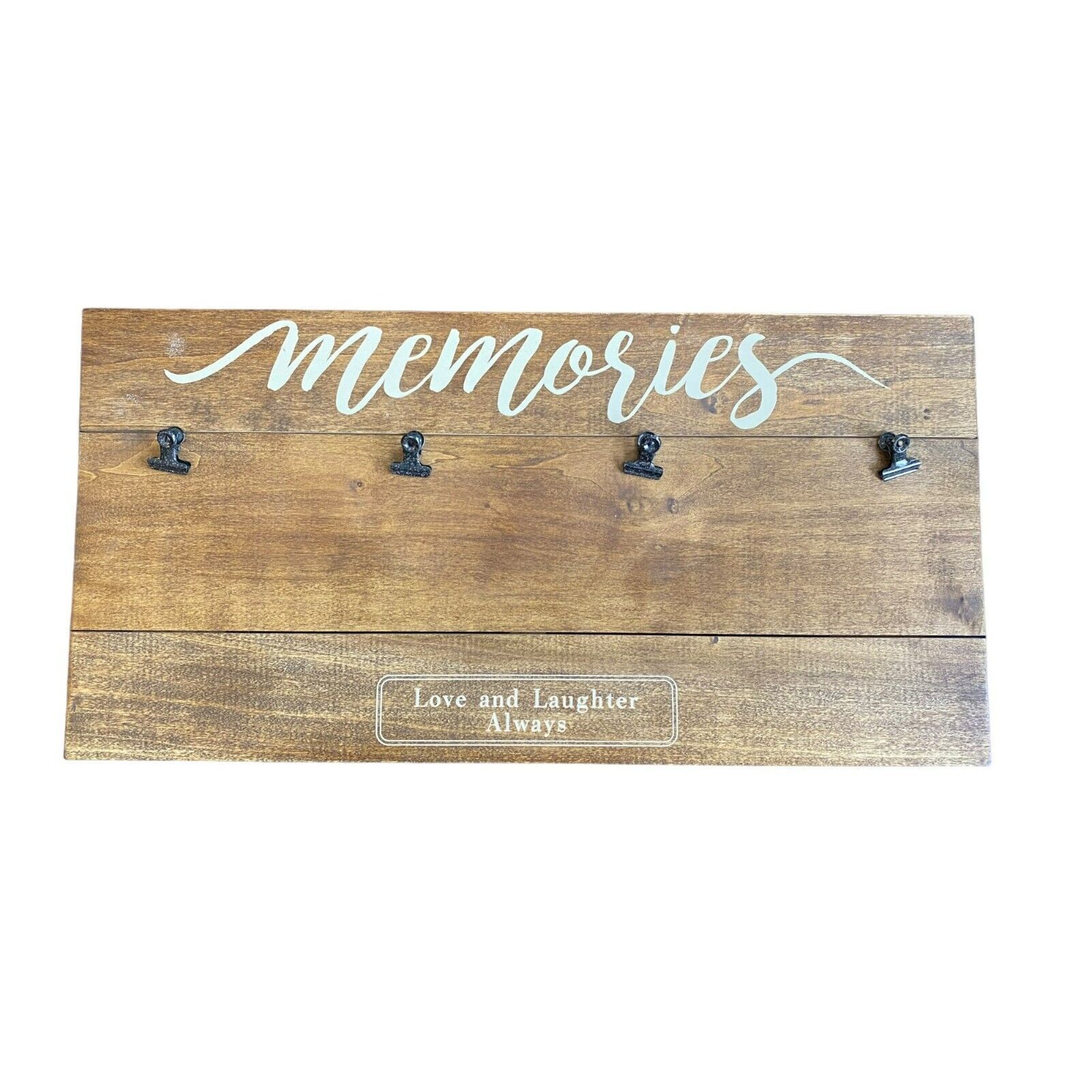 Things Remembered Farmhouse Wooden Memories Clip Photo Board Love and Laughter A - $19.78