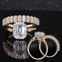 Emerald Cut Forever Simulated Diamond Engagement Ring In 14k Rose Gold Plated - £86.14 GBP