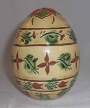 2007 Breininger Glazed Redware Large Yellow Easter Egg Sgraffito Tulips ... - £60.67 GBP