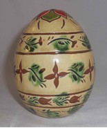 2007 Breininger Glazed Redware Large Yellow Easter Egg Sgraffito Tulips ... - $77.00