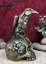 Steampunk Cyborg Scavenger Crow Raven On Rusted Robotic Skull Statue Decor - €29,18 EUR