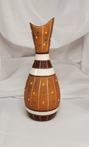 VTG Enesco Raised Enamel Dot Striped Pottery Bottle Vase Mid Century Modern MCM - $16.81