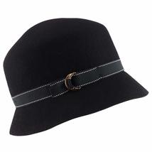 Trendy Apparel Shop Women&#39;s Buckle Banded Wool Fashion Bucket Hat - Black - £39.30 GBP