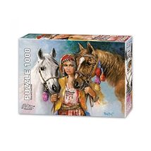 LaModaHome 1000 Piece Country Girl Woman Collection Jigsaw Puzzle for Family Fri - £24.99 GBP