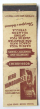 Herb Hambourger Cigar, Pipes Tobacco - Cleveland, Ohio 20 Strike Matchbook Cover - £1.36 GBP