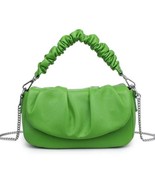 Meadow Ruched Top Handle Vegan Leather Chain Strap Crossbody Citron Green - $1,258.03 MXN
