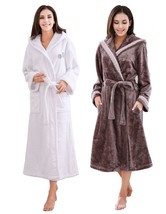 RH Women Fleece Hooded Bathrobe - Plush Long Robe House Gown Bath Coat R... - $39.99