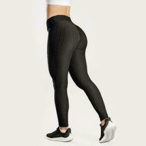 Butt Push Up Leggings Black XS Small Anti Cellulite Activewear Honeycomb Ruch - £5.31 GBP