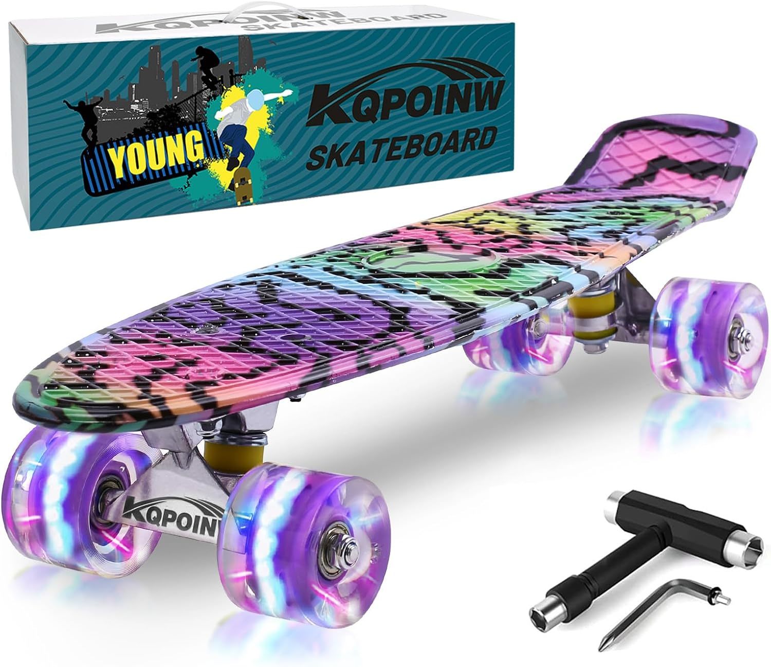 Kqpoinw Skateboards, 22&quot; Complete Skateboard, Mini Cruiser Skateboard For - $51.96